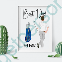 Personalised Best Dad by Par Golf A4 Print