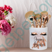 Personalised Rose Gold Make Up Brush Ceramic Pot