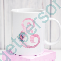 Pink Initial Ceramic Mug